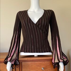 Missoni Brown and Pink Striped Blouse
